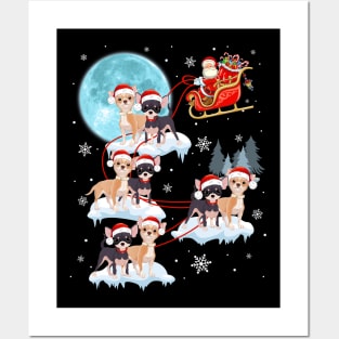 Santa Reindeer Chihuahua Ugly Sweater Christmas Posters and Art